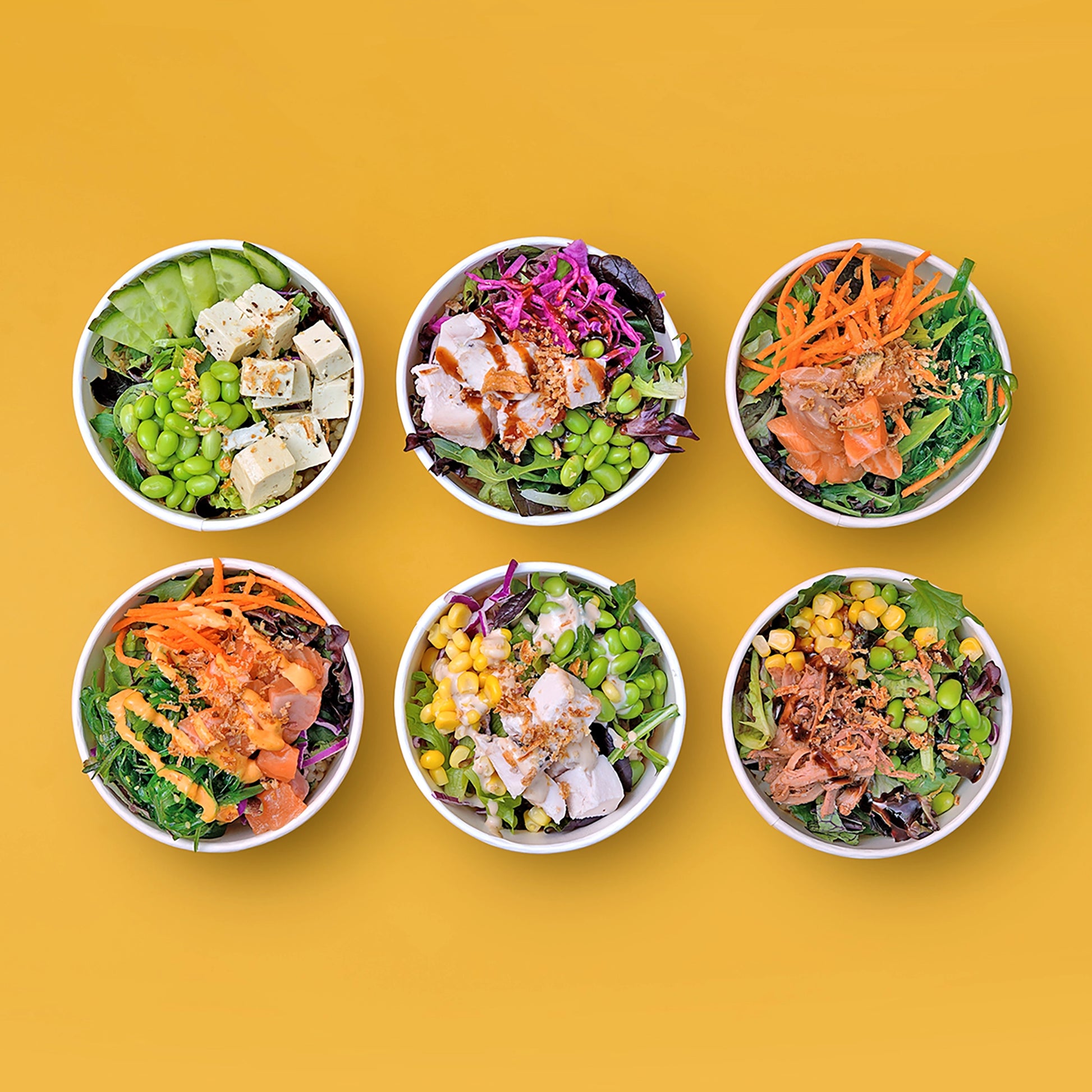 Assorted mini salad bowls. The catering company you've been looking for. Order from Melbourne and Sydney's best corporate and party catering service. Free delivery on orders over $200.